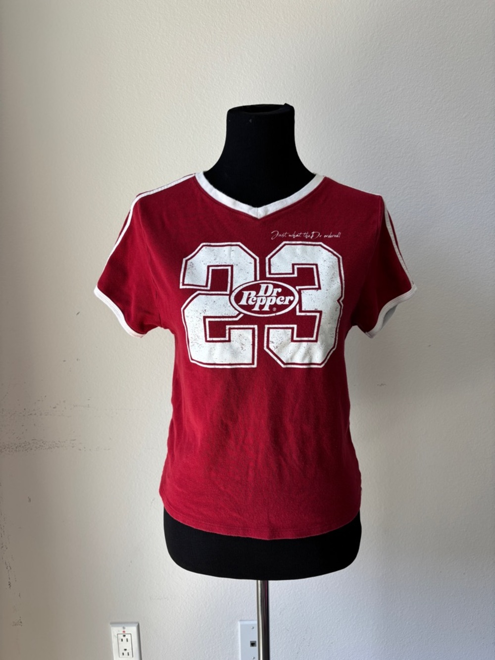 Dr Pepper red & white vintage 90s jersey style t-shirt